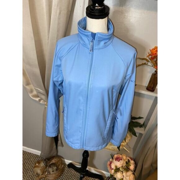 Columbia Sportswear Company size Medium Blue Logo Linnea Zip GUC Jacket Pockets - Picture 5 of 15